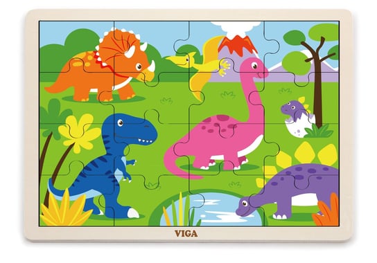 Viga, puzzle na podkładce Dinozaury, 51452 Viga