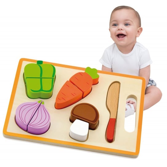 Viga Toys, drewniana deska do krojenia warzywa, zestaw Viga
