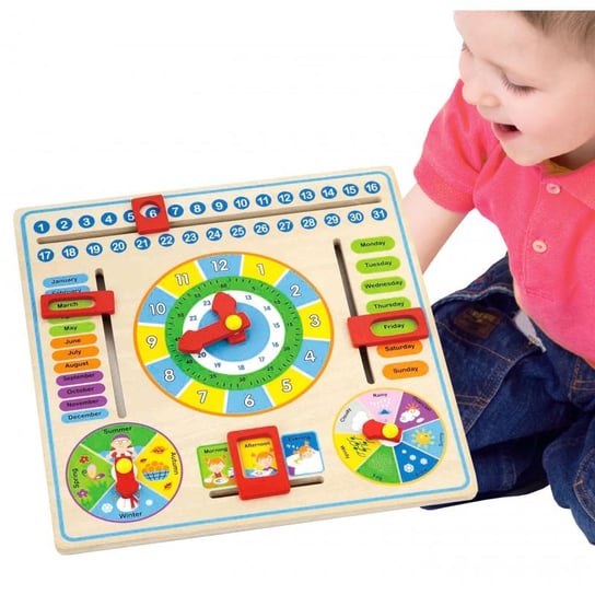 Viga, zabawka edukacyjna Tablica Kalendarz z zegarem po angielsku Viga