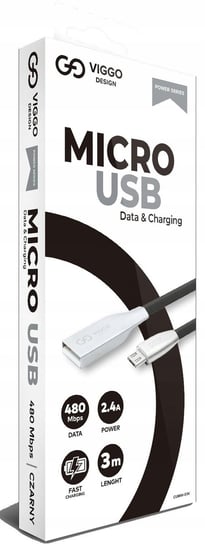 VIGGO DESIGN USB-microUSB 3m Czarny Viggo Design