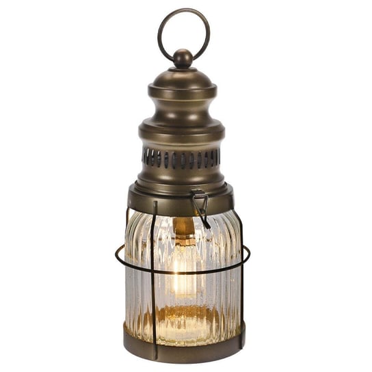 Vilde Lampion led lampa latarnia latarenka stołowa metalowa brązowa loft 29 cm Vilde