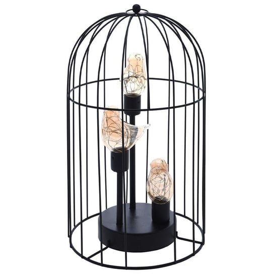 Vilde Lampka lampa dekoracyjna stołowa ptaki klatka metalowa czarna led 37 cm Vilde