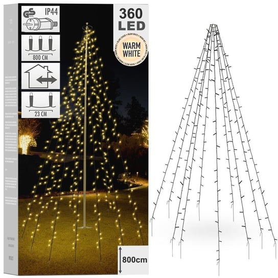 Vilde Lampki Świąteczne Na Maszt Choinka Zewnętrzne 360 Led Vilde