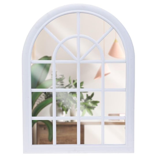 Vilde Lustro okno w białej ramie ozdobne vintage retro białe 60x45x2,5 cm Vilde