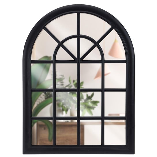 Vilde Lustro okno w czarnej ramie ozdobne vintage retro czarne 60x45x2,5 cm Vilde