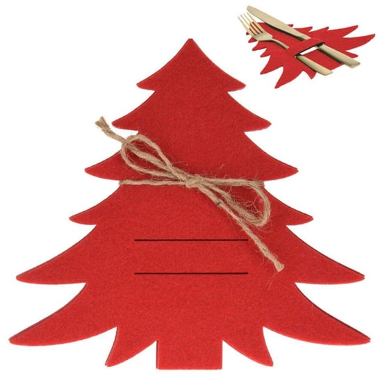 Vilde Pokrowiec świąteczny etui na sztućce choinka czerwona święta Boże Narodzenie 4 sztuki Vilde