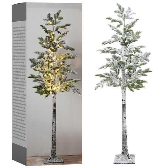 Vilde świecąca choinka sztuczna ośnieżona na pniu / drzewko świąteczne z lampkami 120 led 150 cm Vilde