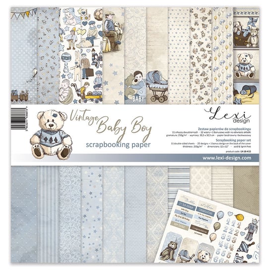 Vintage Baby Boy - zestaw papierów - 30,5 cm x 30,5 cm - Lexi Design Lexi Design