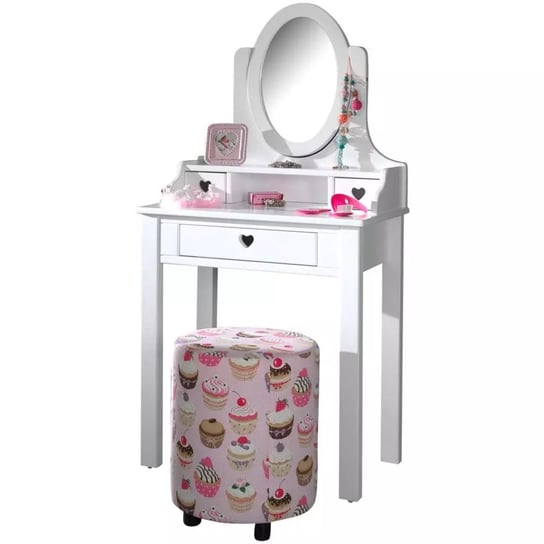 Vipack Toaletka dla dzieci Amori, z lustrem, drewniana, biała VIPACK