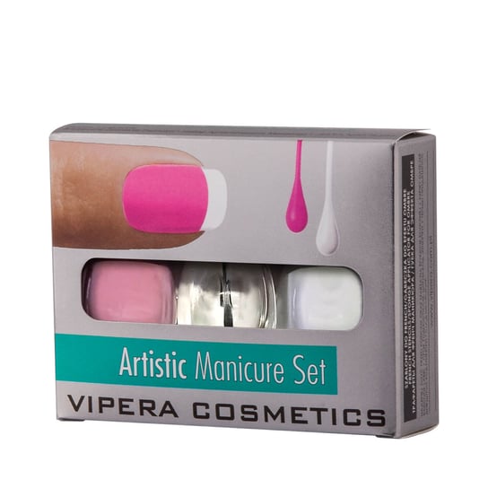 Vipera, Artistic manicure set, zestaw 3 lakierów w ozdobnym pudełeczku #02 foxy french Vipera