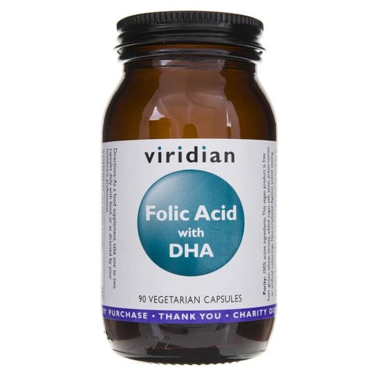 Viridian, Kwas foliowy z DHA, Suplement diety, 90 kapsułek Viridian