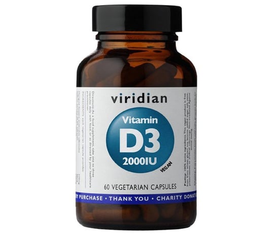 Viridian, Witamina D3 2000 IU, Suplement diety, 60 kaps. Viridian