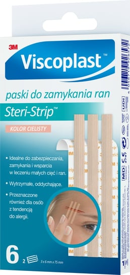Viscoplast™ Steri-Strip™ paski do zamykania ran, cieliste, 6 mm x 75 mm, pudełko/6 szt. Viscoplast