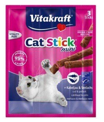 Vitakraft, Cat Stick Mini Dorsz i Czarniak, 18 g . Vitakraft