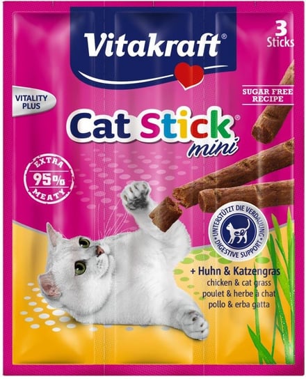 VITAKRAFT CAT STICK MINI kurczak i kocia trawa przysmak dla kota 3szt Vitakraft