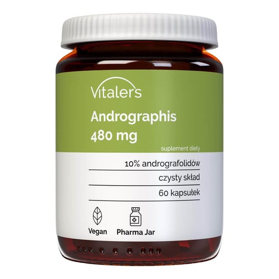 Vitaler's Andrographis (Brodziuszka wiechowata) 480 mg - Suplement diety, 60 kaps. Vitaler's