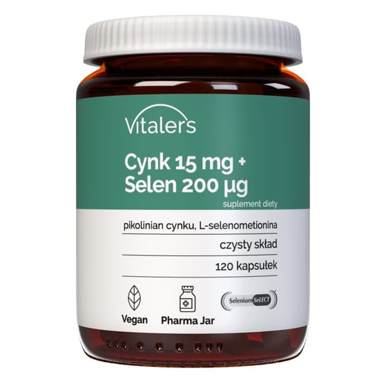 Vitaler's Cynk 15 mg + Selen 200 μg - Suplement diety, 120 kapsułek Vitaler's
