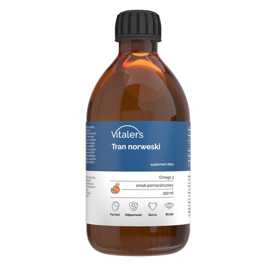 Vitaler's, Tran norweski Omega-3 1200 mg, Pomarańczowy, 250 ml Vitaler's