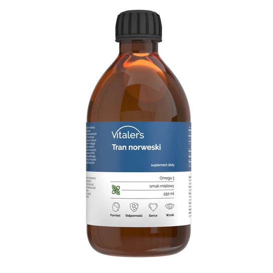 Vitaler's, Tran norweski Omega-3 1200 mg, Smak miętowy, 250 ml Vitaler's
