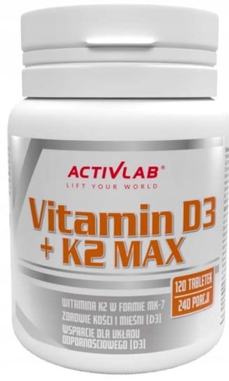 Vitamin D3 + K2 Max Witamina D I K Activlab Suplement diety, 120Tab Inna marka