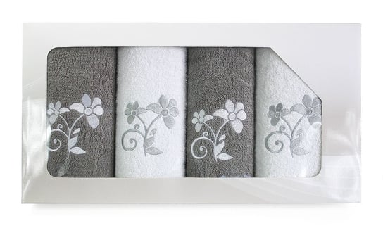 Viva IV, Greno, Komplet ręczników, 2 szt., biały/popielaty, 50x100+70x140 cm, wzór 3 Greno