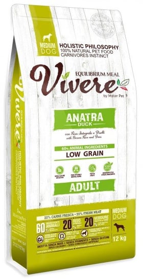 Vivere Dog Medium Adult Duck 3kg Vivere