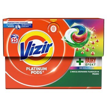 Vizir Platinum Pods Color + Fairy Effect Kapsułki Do Prania, 25 Prań, 530G Vizir