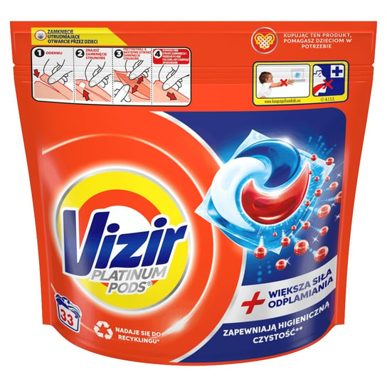 Vizir Platinum PODS Kapsułki do prania + moc usuwania plam, 33 prań Vizir