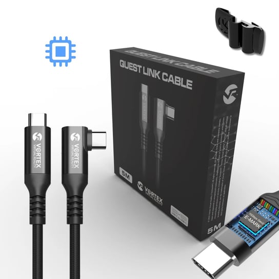 VortexVR Kabel 5m USB-C (Fast charging) + Element mocujący | META QUEST LINK Vortex Virtual Reality