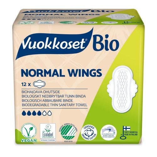 Vuokkoset, podpaski ze skrzydełkami Normal 100% Bio, 12 szt. Vuokkoset