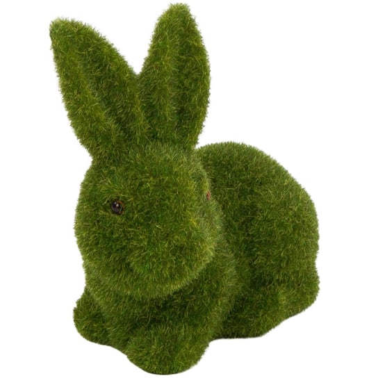 [w03fg7001] Zając flokowany leżący 19cm zielony AKCES