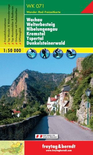 Wachau, Welterbesteig, Nibelungengau, Kremstal, Yspertal, Dunkelsteinerwald. Mapa turystyczna 1:50 000 Freytag & Berndt
