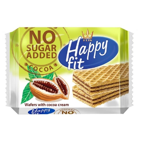 Wafelki kakaowe bez dodatku cukru Happy Fit, 95g Happy Fit