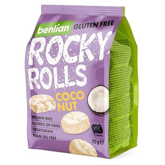 Wafle Ryżowe W Polewach Rocky Rolls White - Coconut Benlian, 70G Inna marka