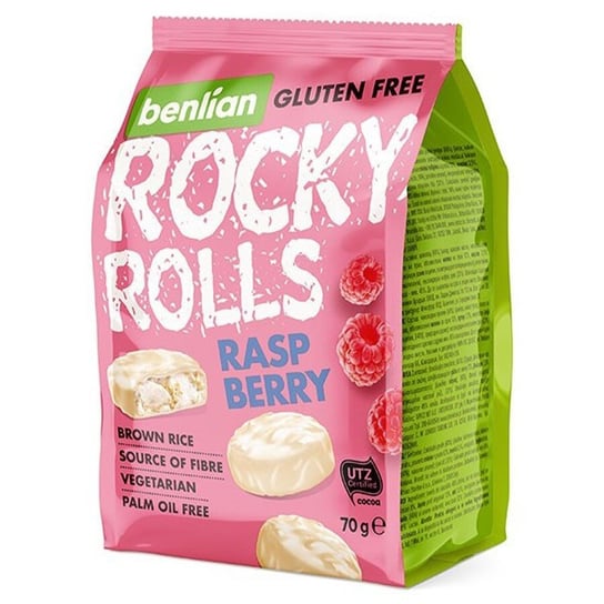 Wafle Ryżowe W Polewach Rocky Rolls White - Raspberry Benlian, 70G Inna marka