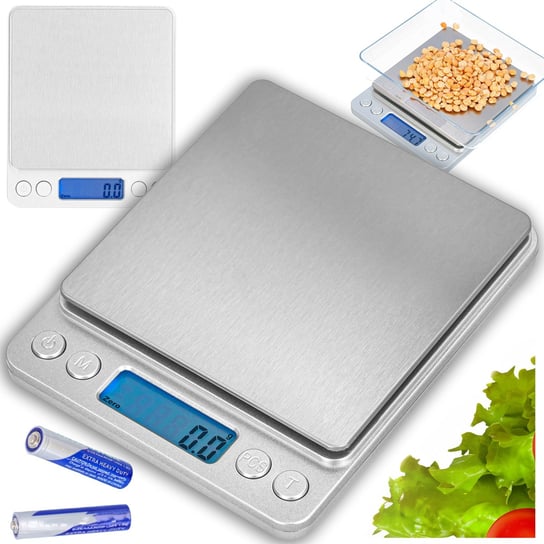 Waga elektroniczna kuchenna cyfrowa srebrna stal precyzyjna 2 kg 0,1g Nice Stuff