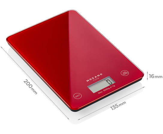 Waga kuchenna elektroniczna 5kg Mozano Czerwona MOZANO
