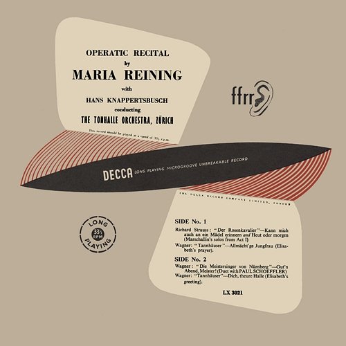 Wagner and Strauss Recital Maria Reining, Paul Schöffler, Tonhalle-Orchester Zürich, Hans Knappertsbusch