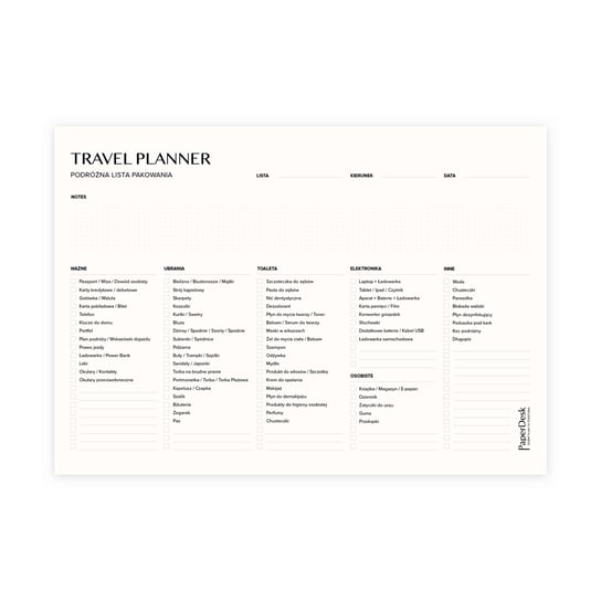 Wakacyjny Maxi Planner – Podróżna Lista Pakowania Z Odrywanymi Kartkami PaperDesk