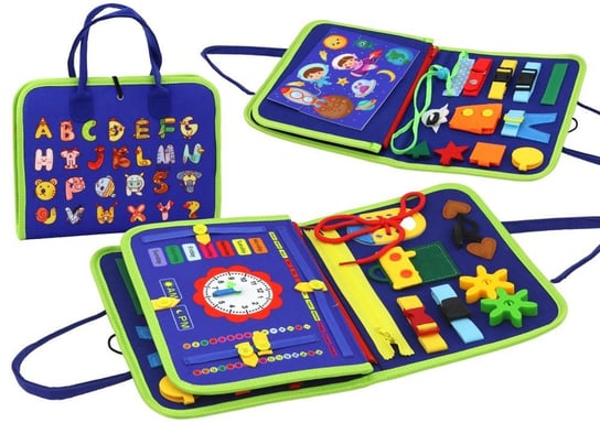 Walizka Filcowa Sensoryczna Edukacyjna Niebieska Lean Toys