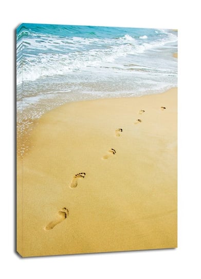 Walking. Ślady stóp na plaży  - obraz na płótnie 50x70 cm Galeria Plakatu