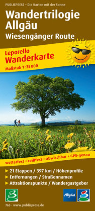 Wanderkarte Wandertrilogie Allgäu - Wiesengänger 1 : 35 000 Publicpress, Publicpress Publikationsgesellschaft Mbh