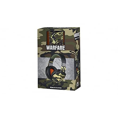 Warfare Gamer Pack kompatybilny z PS4 - Kubek do gier i słuchawki w zielonym kamuflażu z mikrofonem i kablem o długości 1 m | Zestaw słuchawkowy Game Technologies
