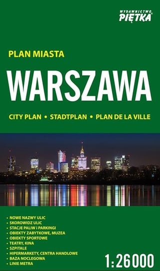 Warszawa 1:26 000 plan miasta PIĘTKA Wydawnictwo Piętka