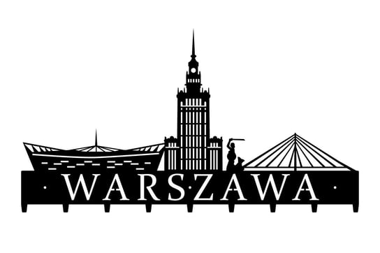 Warszawa 80cm Wieszak ścienny na ubrania wystrój wnętrz dekoracja przedpokoju miasto city Art-Steel