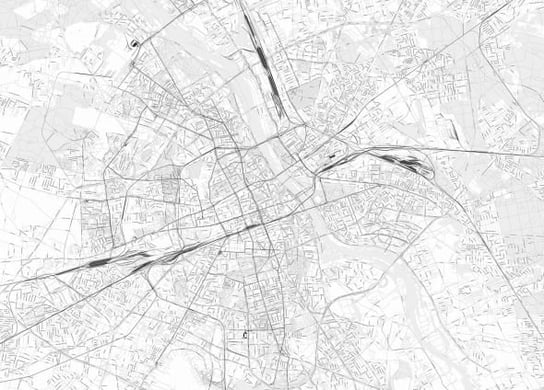 Warszawa - Czarno-Biała Mapa Miasta - Fototapeta Nice Wall