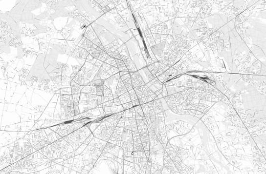 Warszawa - Czarno-Biała Mapa Miasta - Fototapeta Nice Wall