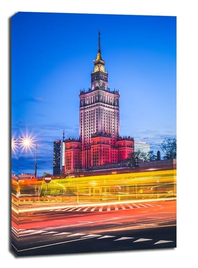 Warszawa Kolory Pałac Kultury - obraz na płótnie 50x70 cm Galeria Plakatu