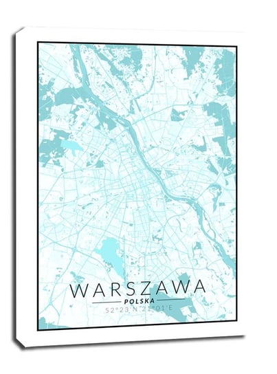 Warszawa mapa blue - obraz na płótnie 30x40 cm Galeria Plakatu