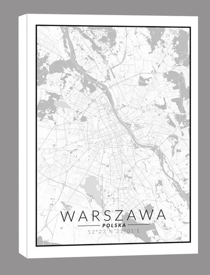 Warszawa mapa czarno biała - obraz na płótnie 40x50 cm Inna marka